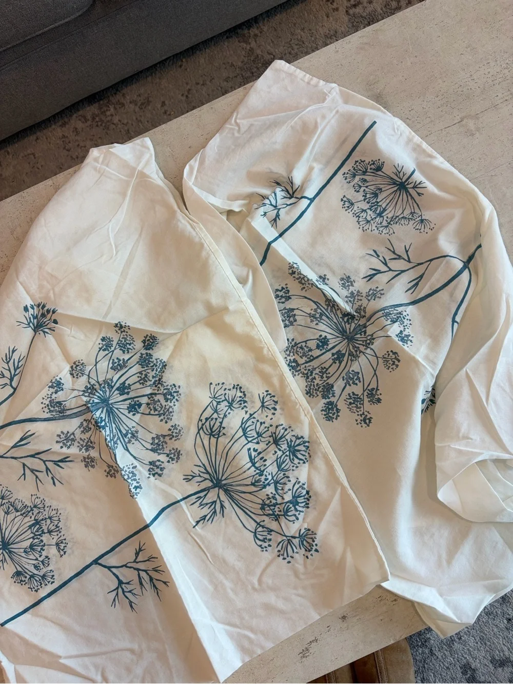 West Elm Blue Poppy Full/Queen Duvet Cover + 3 Shams Blue Yellow Reversib